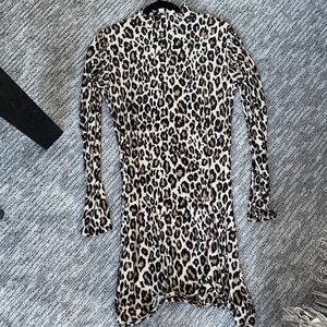Cheetah Print Long Sleeve Dress, High Neck, Size XL, Great Condition
